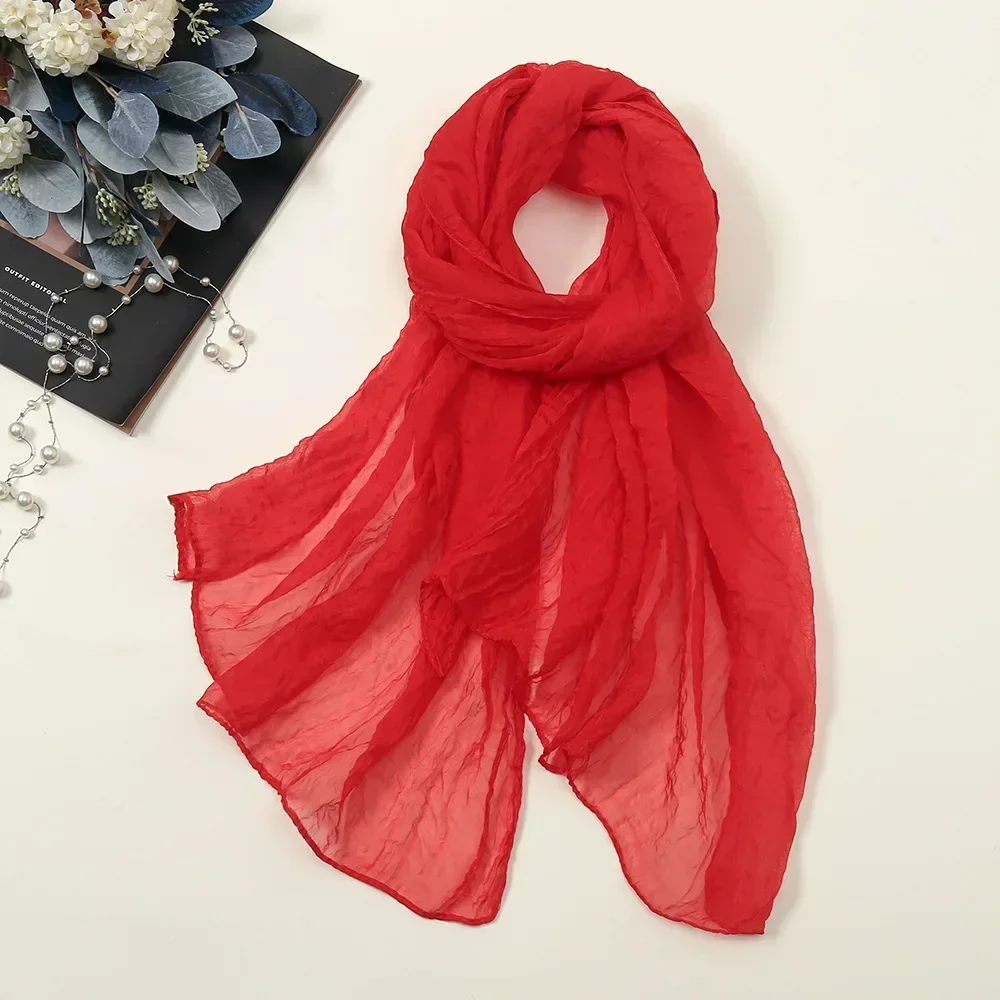 Surdimensionné en mousseline de soie femmes été châle manches Protection solaire Turban écharpe serviette de plage Bikini couvrir paréo Sarong Bandana