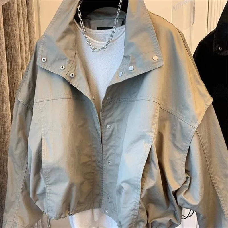 Veste coupe-vent courte de Style coréen pour femmes, nouvelle collection printemps et automne, décontractée, ample, manches chauve-souris, haut manteau noir