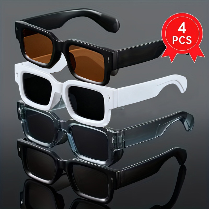 4 paires de lunettes carrées pour hommes, tendance mode décontractée, monture épaisse rétro, style fête