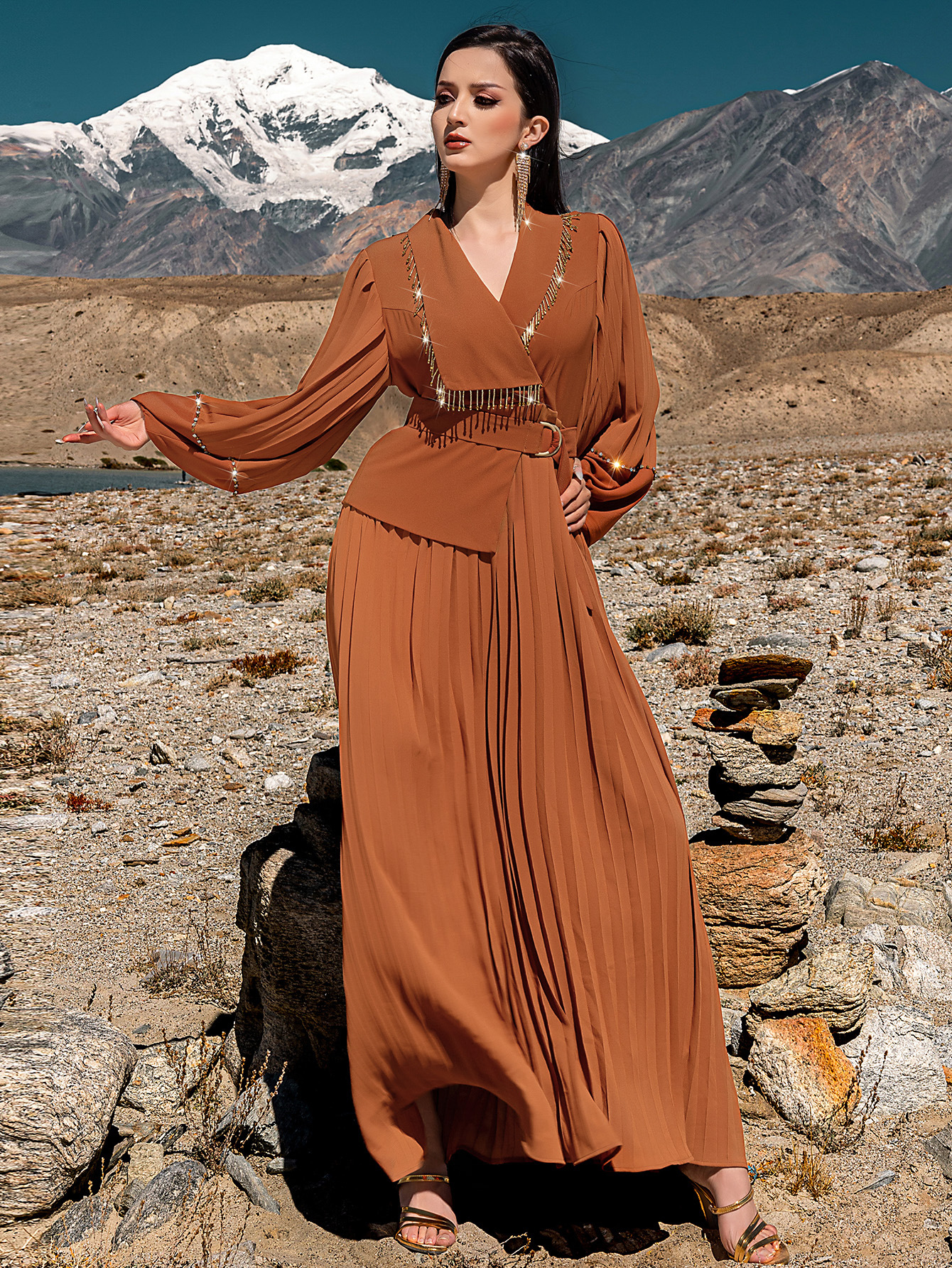 Robe plissée pour femmes Abaya Eid robes longues de fête élégante Caftan musulman Robe Jalabiya Ramadan dubaï caftan robes Largos
