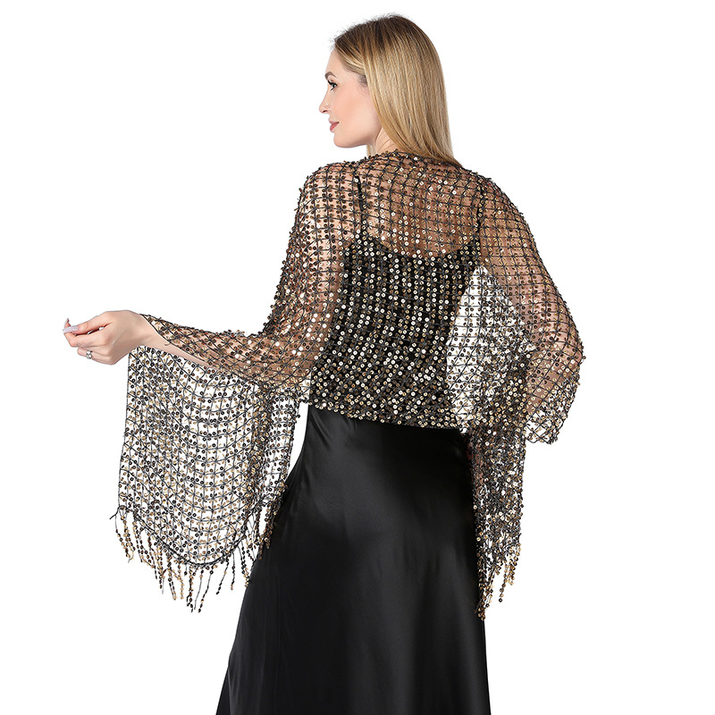 Robes de soirée brodées pour femmes, châles élégants, maille creuse, mariée, demoiselle d'honneur, mariage, os Wraps, décoration de fête pour dames