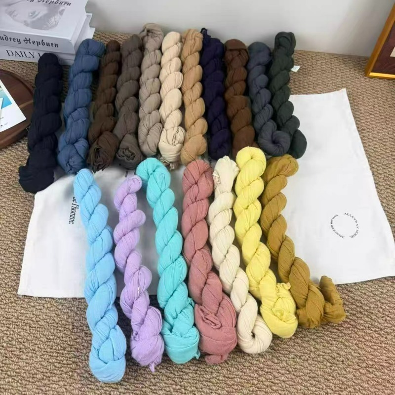 Écharpe en coton et lin tendance, vintage, décontractée, chaude, pour le cou, châle doux pour femme, écharpe respirante et douce.