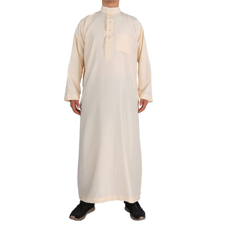 Robes islamiques pour hommes, vêtements musulmans, robe arabe rétro, manches longues, thobe solide, document adt dubaï, caftan saoudien, haut de chemise