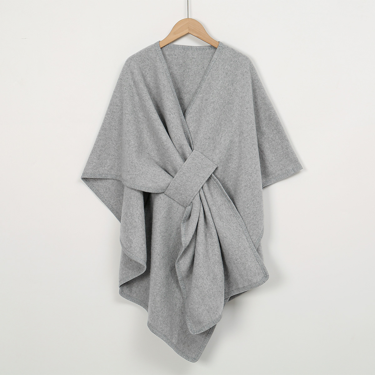 Châle chaud pour femmes, couleur unie, Poncho à manches mi-longues, manteau Cardigan en fausse laine tricoté pour dames, Cape ample élégante