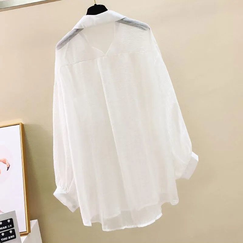 Vêtements de protection solaire pour femmes, chemise en mousseline de soie à coupe fine, haut ample coréen Harajuku, haut cardigan décontracté pour femmes
