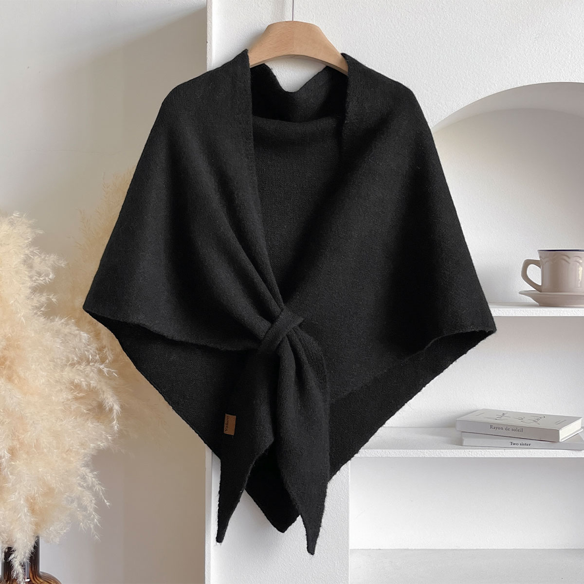 Châle triangulaire en laine mélangée pour femme, Version coréenne, épais avec une épaule chaude tricotée, nouvelle collection automne et hiver