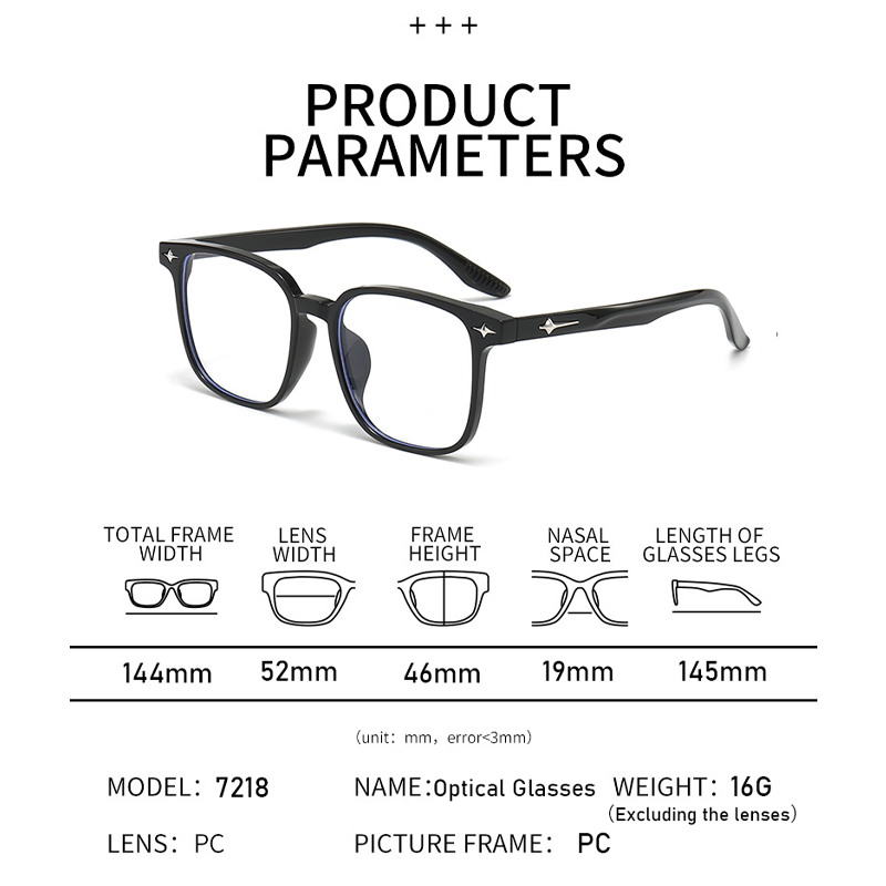Lunettes à monture décorative étoiles pour hommes et femmes, carrées, tendance, Anti-lumière bleue, accessoire de bureau en plein air à la mode