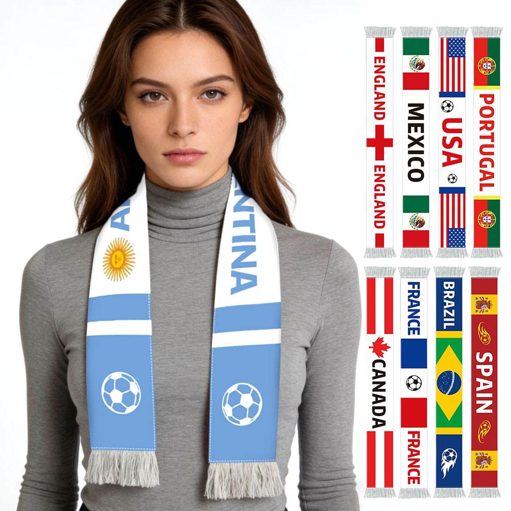 Écharpe de football avec drapeau de l'équipe nationale, accessoires de cheering pour supporters, écharpe en tissu doux pour les fournitures de fête