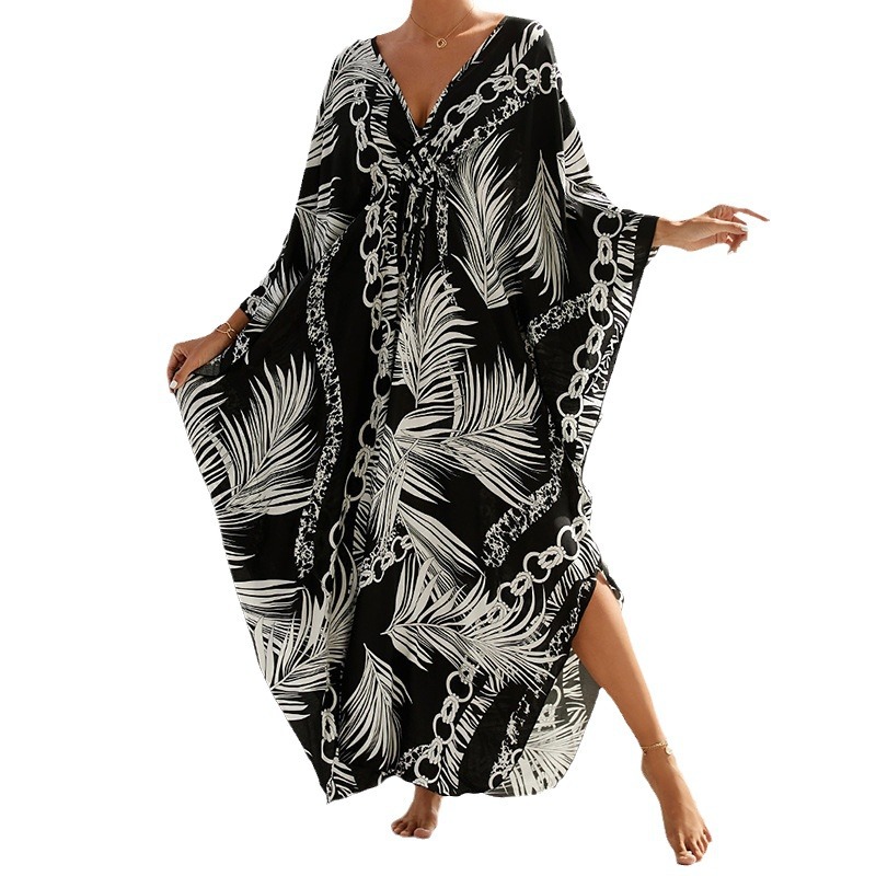 Robe de plage en coton imprimé Boho pour femmes, robes de plage décontractées pour femmes, vêtements de vacances, mode d'été