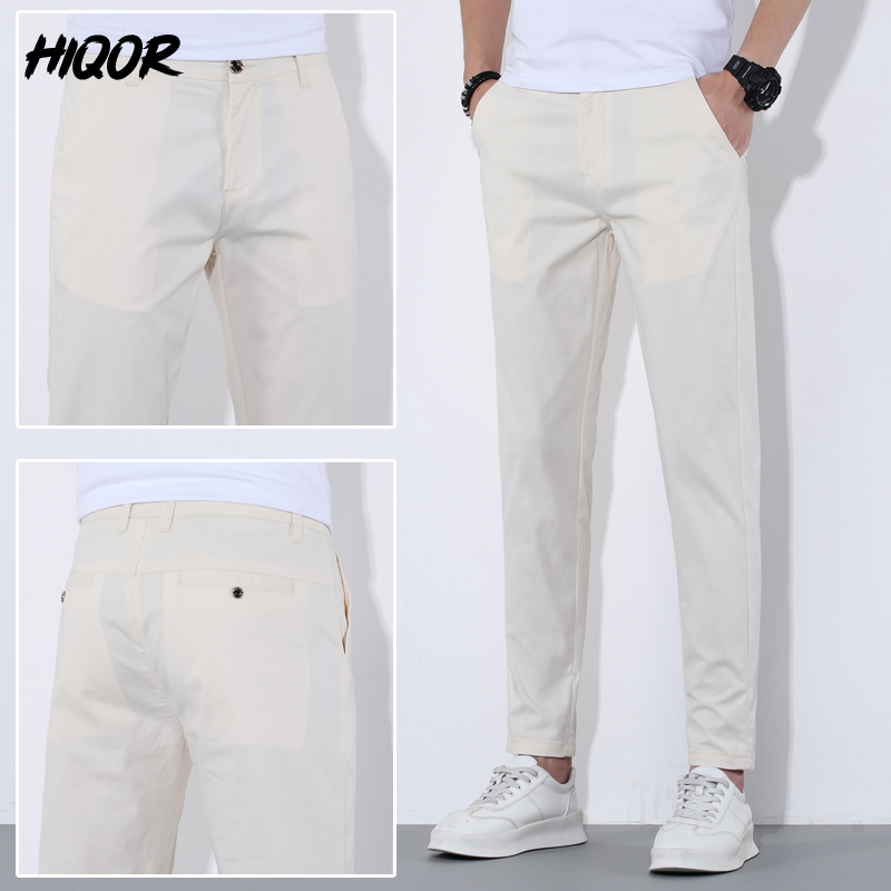 HIQOR-Pantalon Long Décontracté en Coton Fin pour Homme, Vêtement Streetwear Respirant, à la Mode, 9 Couleurs, Été