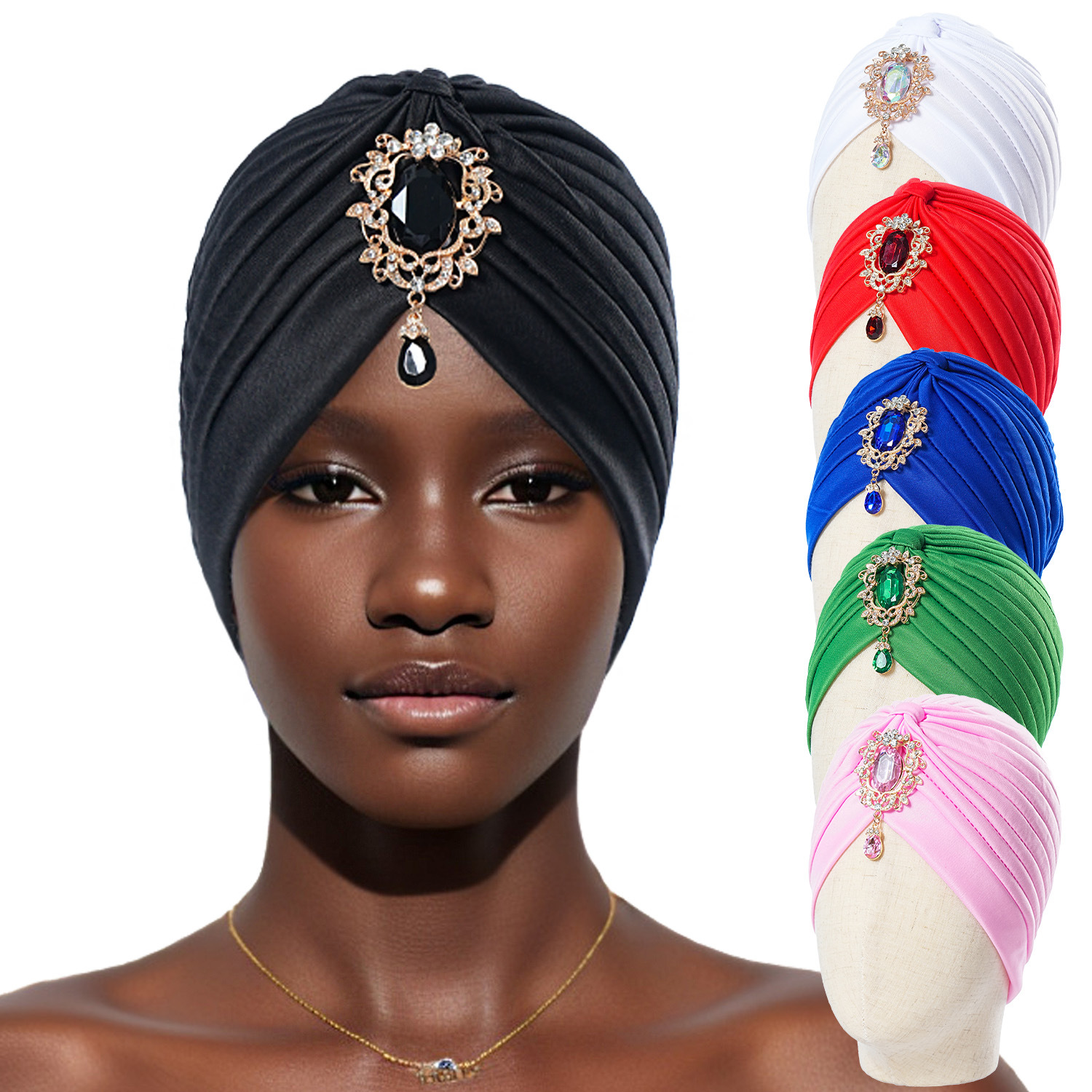 Mode musulmane femmes alliage élastique perceuse torsion noeud chapeau chimio casquette Cancer chapeau islamique Femme foulard indien chapeau bandeau Turban