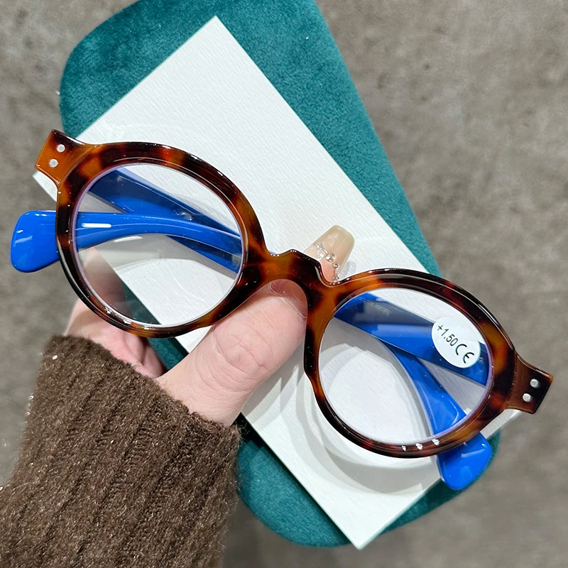 Lunettes de presbytie à monture ronde rétro littéraire pour femmes, monture ultralégère, haute définition, bloquant la lumière bleue, lunettes de lecture