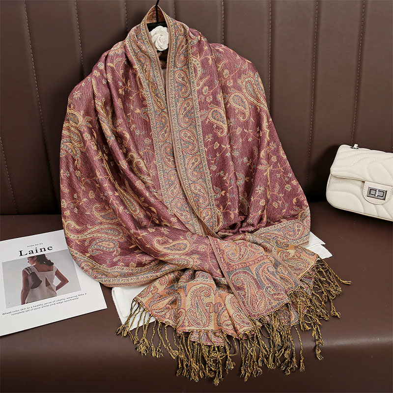 Nouvelle écharpe en imitation cachemire à franges jacquard - Luxueuse et haut de gamme, parfaite pour l'automne et l'hiver, une écharpe douce pour femmes
