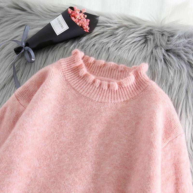Robe pull en dentelle épissée pour femme, nouvelle collection automne-hiver 2026, style coréen, ample, longue, pull chaud en tricot pour femme
