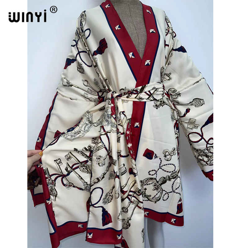 WINYI 2021 Kaftan Africain pour Femmes, Robe Cardigan, Robe de Cocktail Sexy Bohème Maxi, Kaftan Kimono à Manches Chauve-Souris pour Vacances Africaines