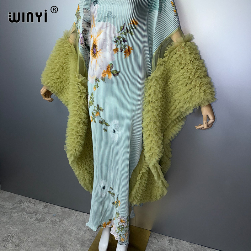 Robe plissée élastique slim WINYI Afrique, paréo de plage pour les vacances, kaftan abaya, robe de soirée de luxe de Dubaï pour femmes musulmanes