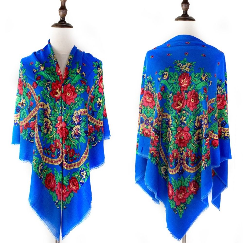 Écharpes châles pour femmes 130×130cm, fines, de luxe, style carré russe, imprimé floral, respirantes, ethniques, bandana d'été