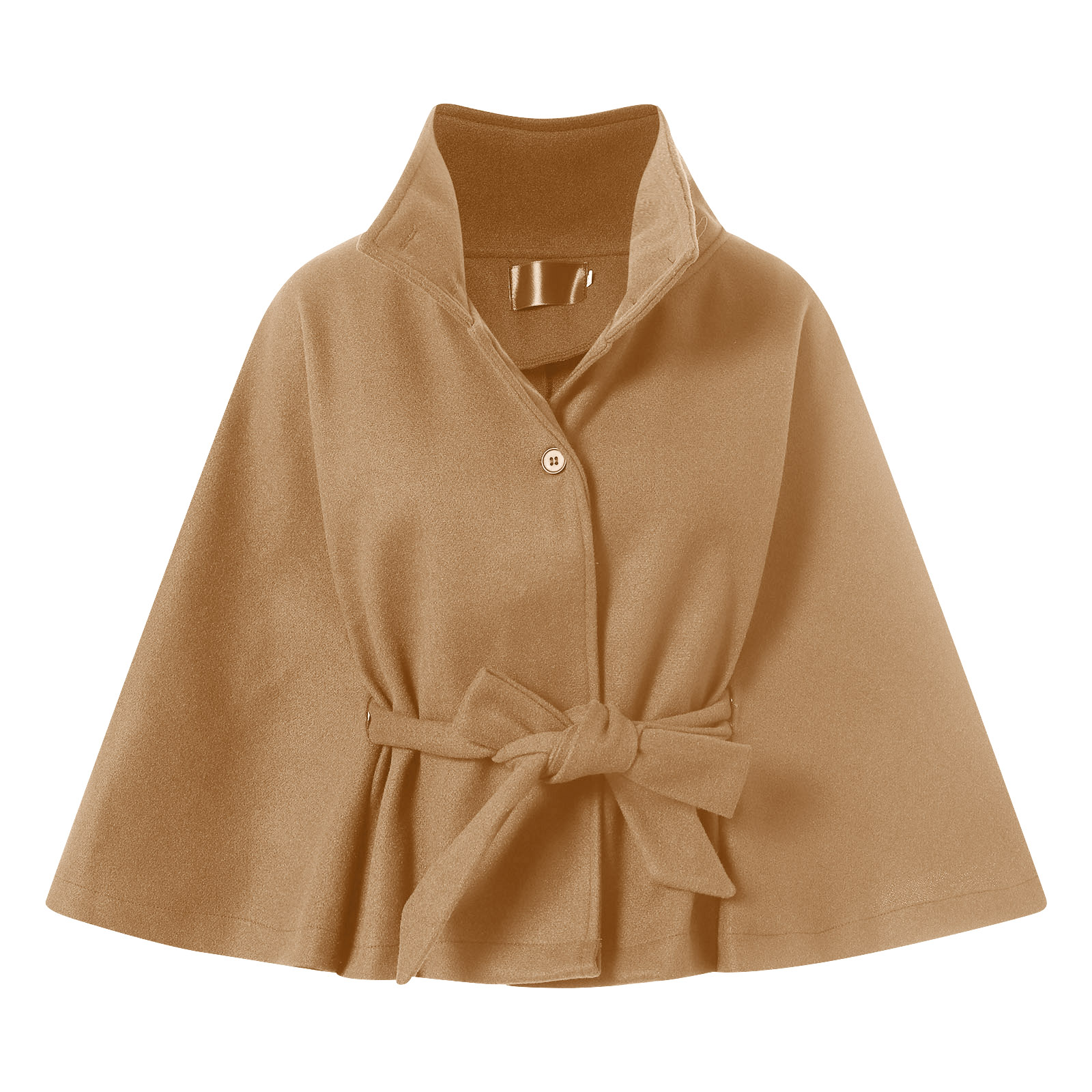 Vestes d'affaires pour femmes, à la mode, couleur unie, Cape, col montant, boutons, ceinture en laine, coupe-vent pour dames élégantes
