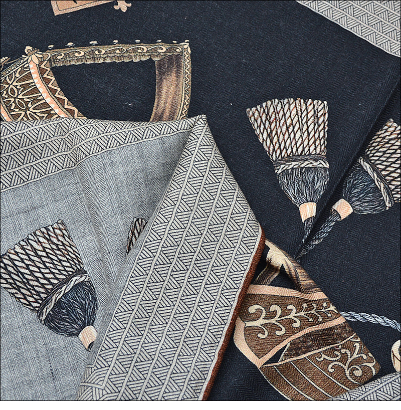 Petite écharpe carrée en laine de soie, accessoire décontracté double face double couleur pour hommes et femmes, automne "65F0016"