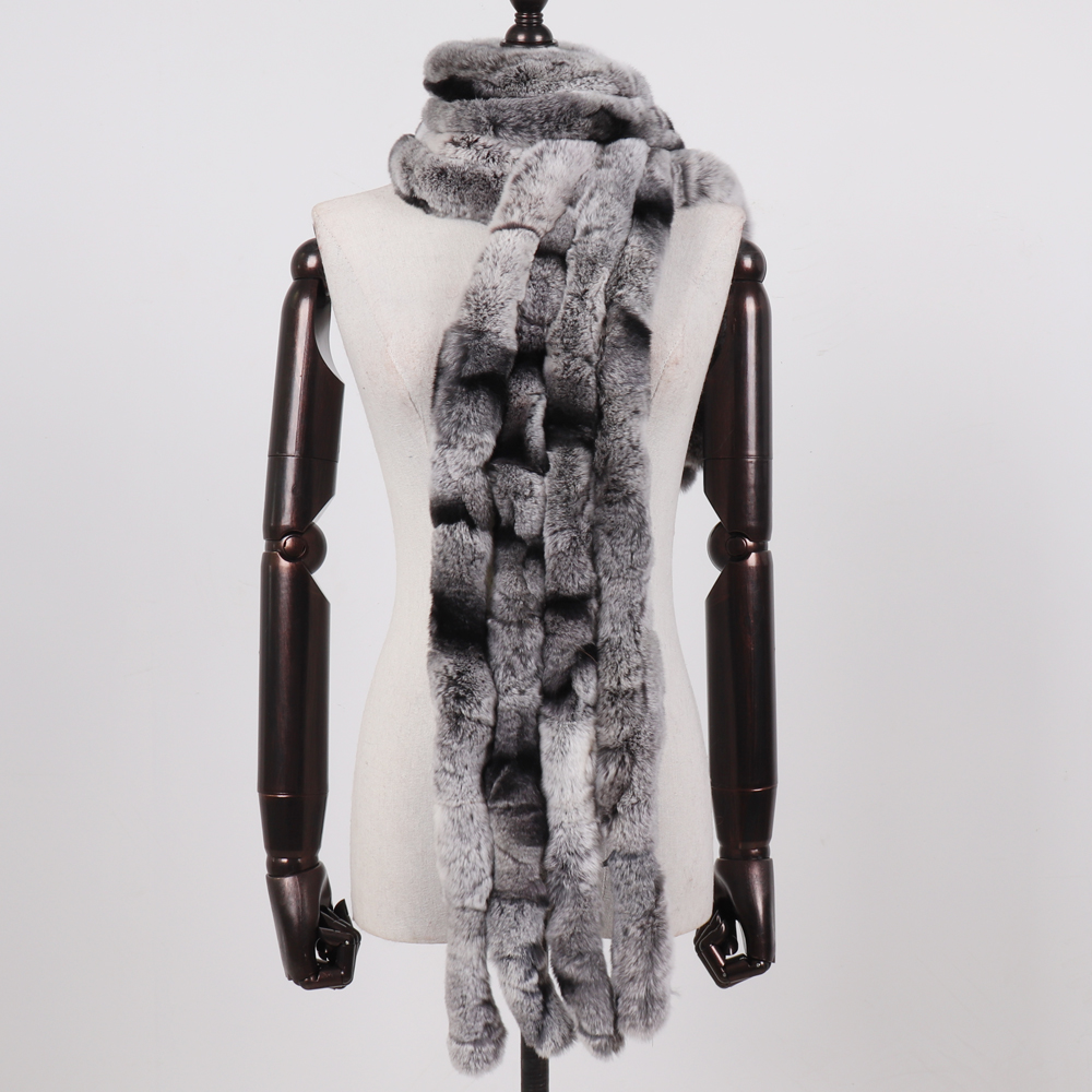 Écharpe en vraie fourrure de lapin Rex pour femme, 100% naturelle et douce, pour l'hiver