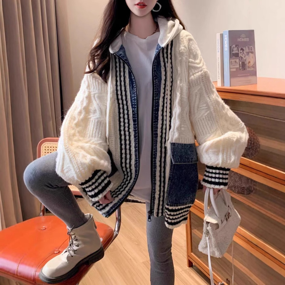 Cardigan à capuche pour femme, manteaux tricotés, fermeture éclair, manches longues, pulls Y2k, Streetwear élégant, tricot décontracté, ouvert, automne hiver