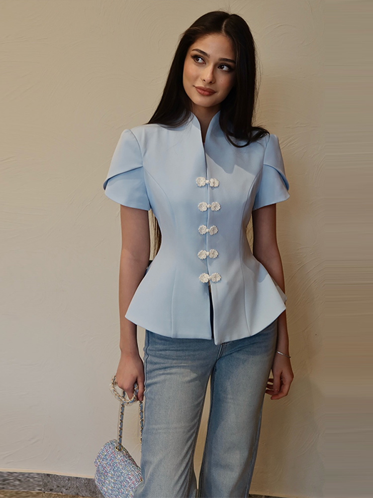 Ensemble jupe et chemisier à imprimé floral pour femme, chemisier à manches courtes bouffantes et taille cintrée, jupes longues, collection Printemps-Été 2026, ensemble deux pièces élégant pour femme
