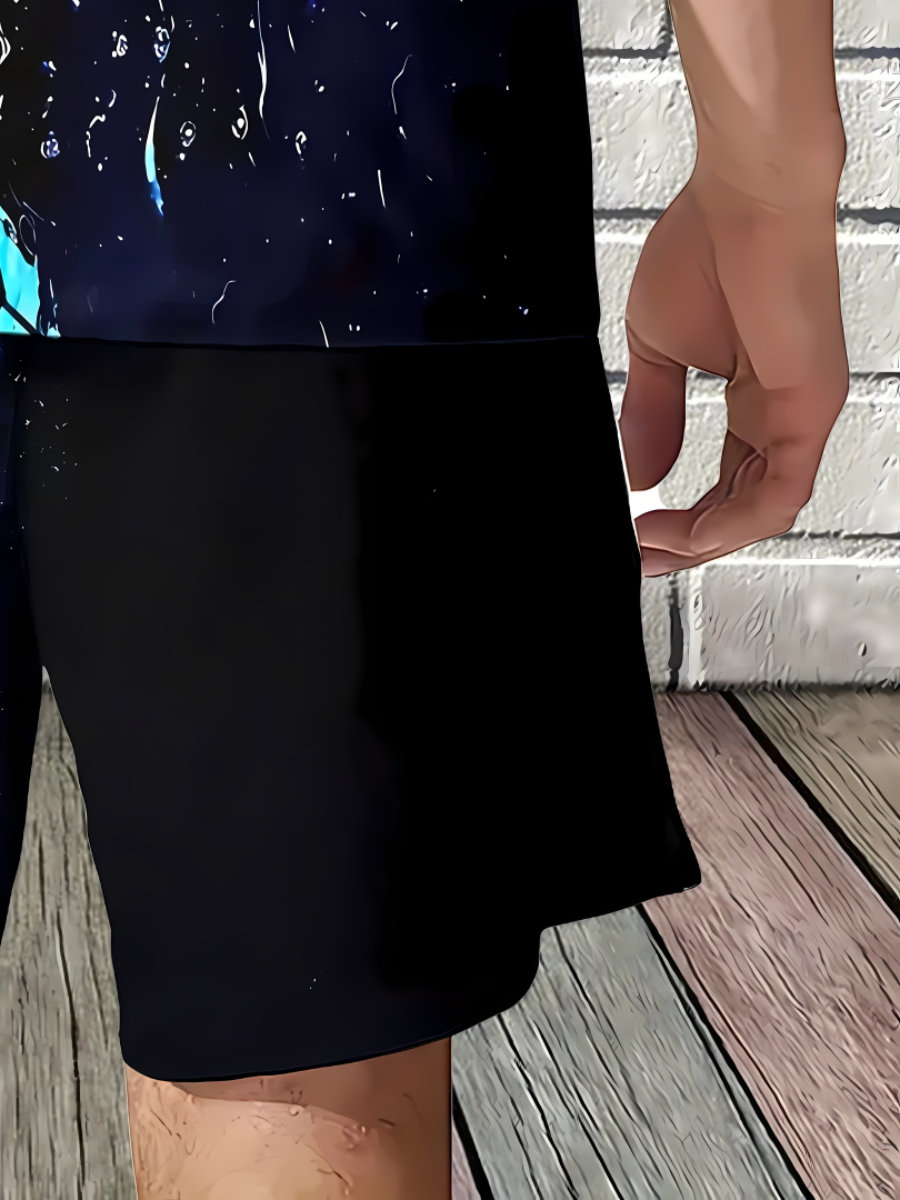 T-shirt d'été pour hommes, motif imprimé de dessin animé, respirant, léger, en polyester, ensemble short et haut à manches courtes