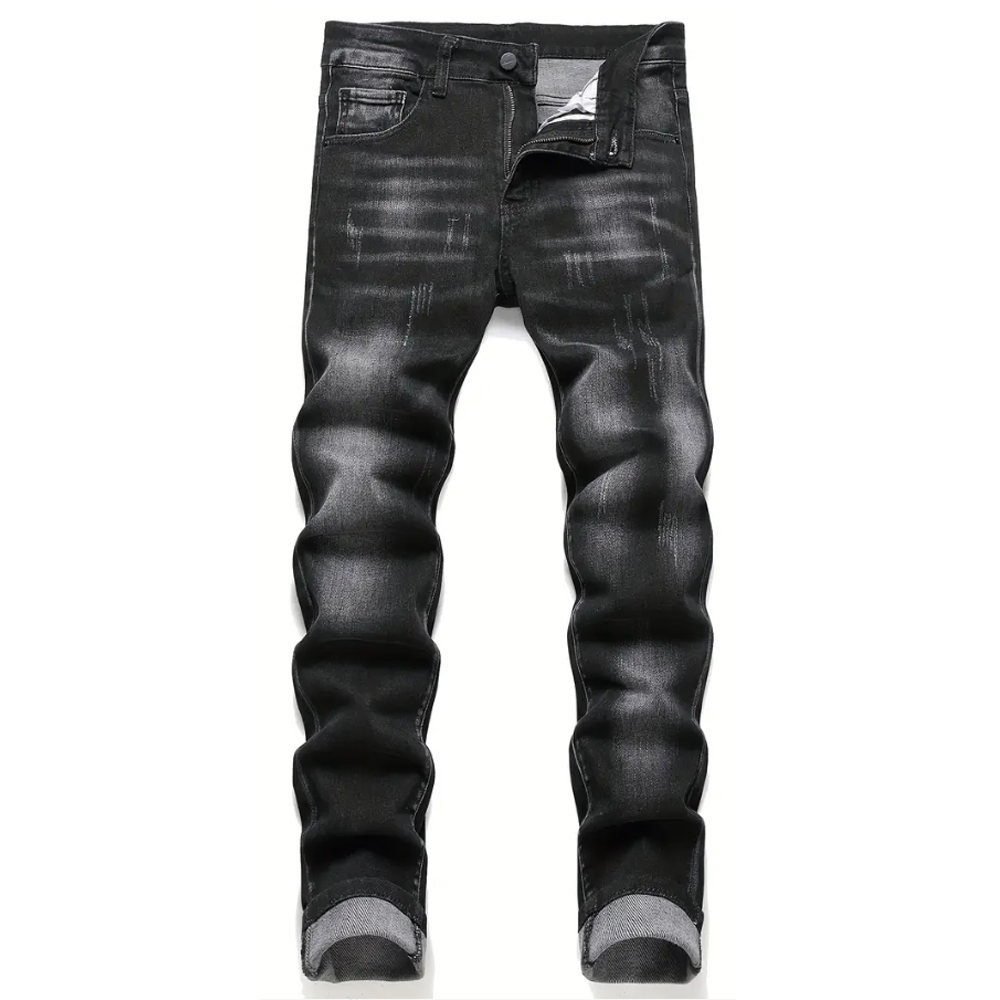 Jeans en denim pour hommes, très extensibles, coupe slim, décontractée, droite, classique, pantalon cargo en denim uni, streetwear.