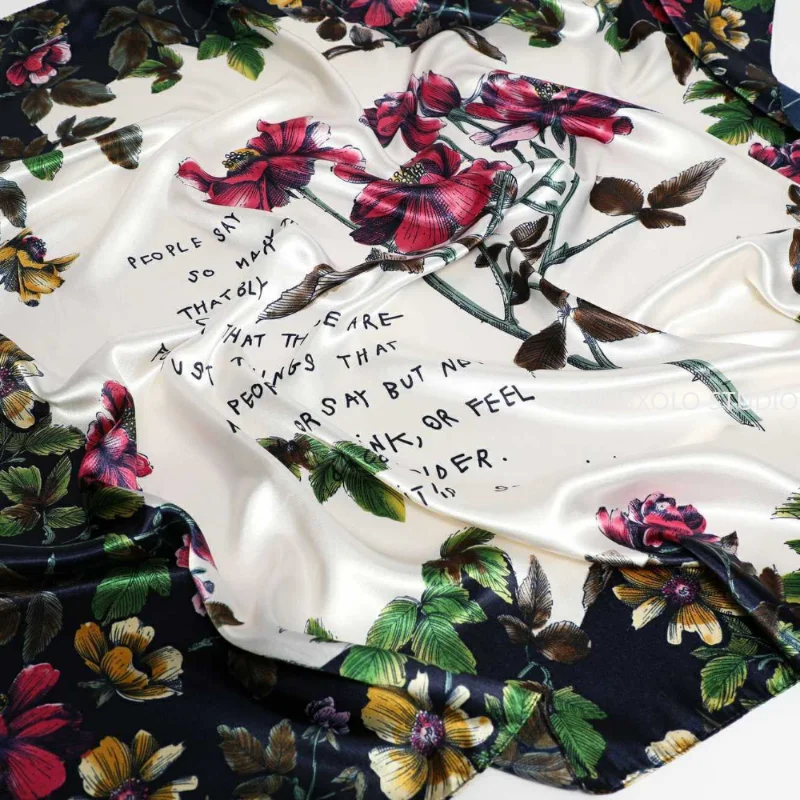 90*90cm châles carrés et enveloppes foulard de cou imprimé Floral pour femmes foulards de cou en Satin de soie pour dames foulards de tête Bandana femme