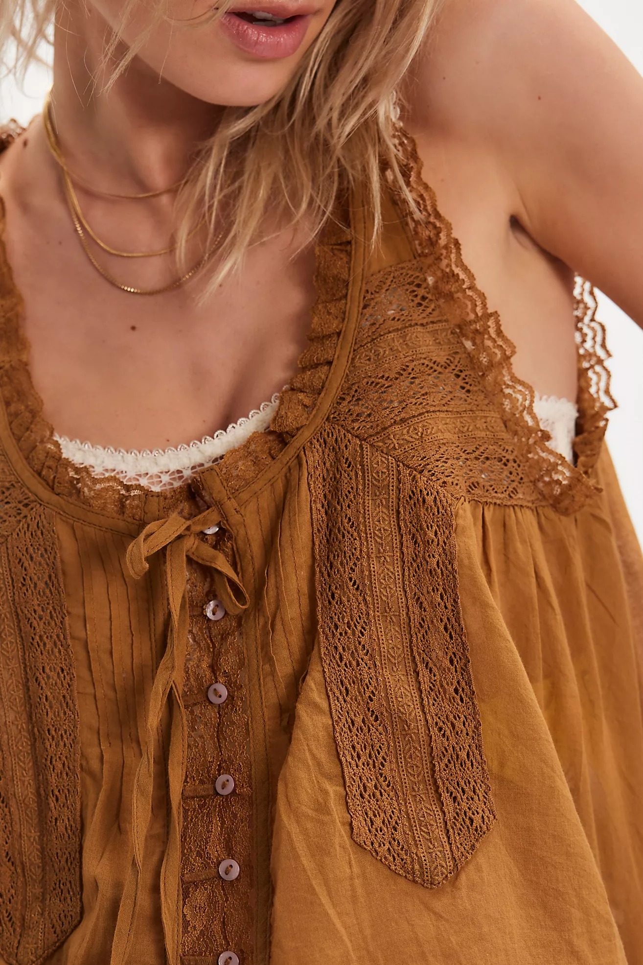 Ensemble pantalon 2 pièces style Boho Vintage pour femmes, tenue d'été décontractée, sans manches, cravate sur le devant, garniture en dentelle, débardeur, ensemble pantalon à cordon de serrage