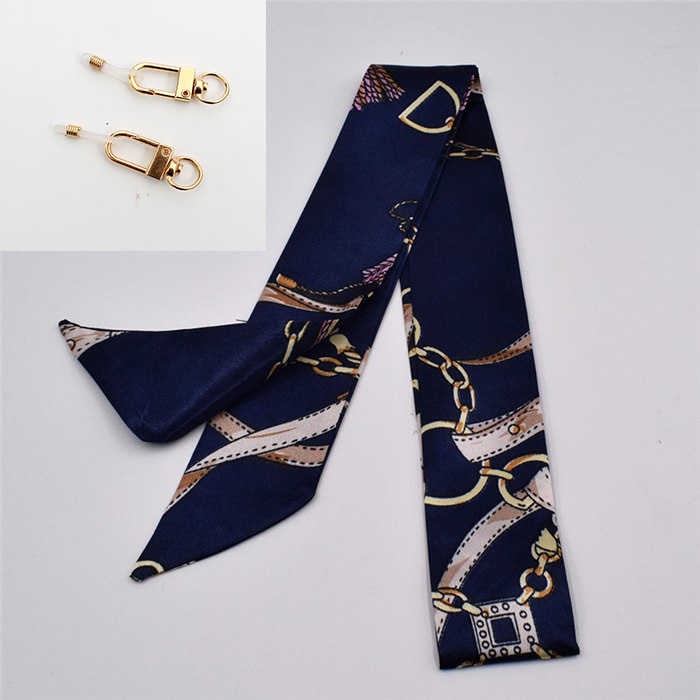 Sangles d'écharpe en soie pour femmes, chaîne de lunettes, mode bohémien, masque imprimé coloré, lunettes de soleil, lanière, accessoires bijoux