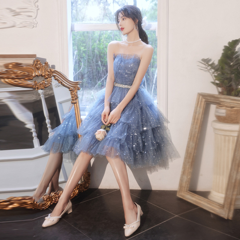 Robe de soirée princesse pour femmes, nouveau tempérament, fête d'anniversaire, Banquet, Super féerique, haut tubulaire, robe de remise de diplôme pour étudiantes, 2023
