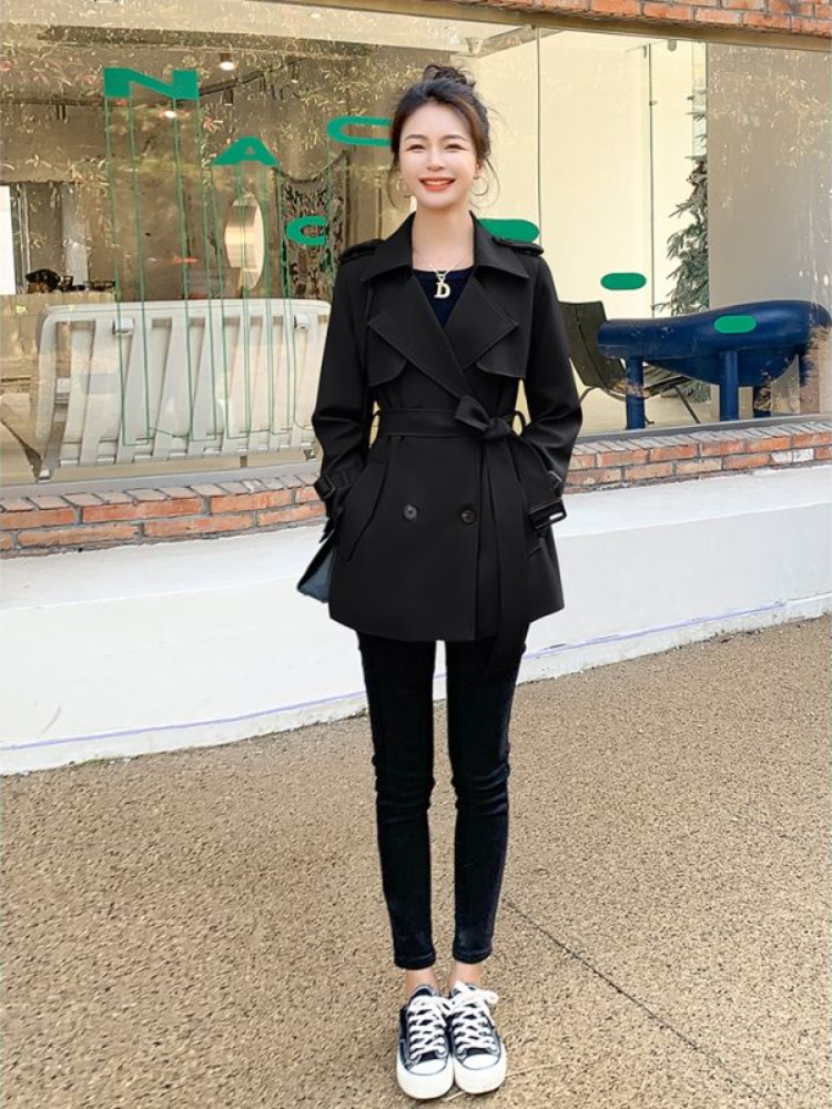 Vestes à col sur mesure pour femmes, kaki, coréen, couleur unie, manteaux coupe-vent Slim pour l'extérieur, vêtements de mode printemps