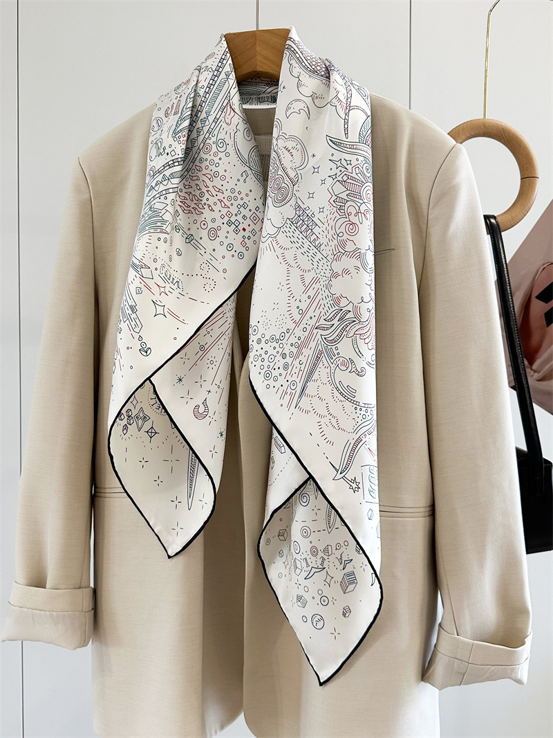 Foulards de luxe en sergé de soie pour femme imprimé double face