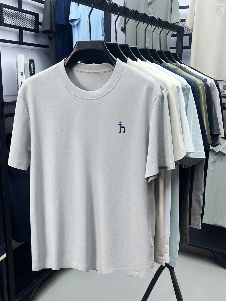 T - shirt à manches courtes respirant en coton de soie de luxe marque de mode mignon chiot broderie été lâche version coréenne Casual hommes col rond TOP