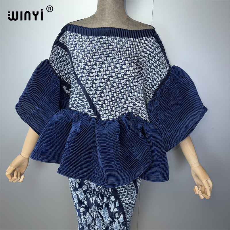 Robe plissée rétro WINYI pour femmes musulmanes, coupe ajustée, élastique, style Kaftan Abaya de luxe de Dubaï, longue, pour la plage, les vacances et les soirées