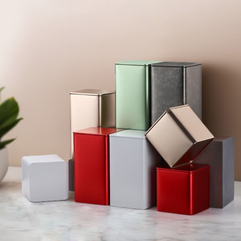 Boîte à thé en fer blanc de haute qualité, grande capacité, carrée, hermétique et anti-humidité, pour la maison et les voyages