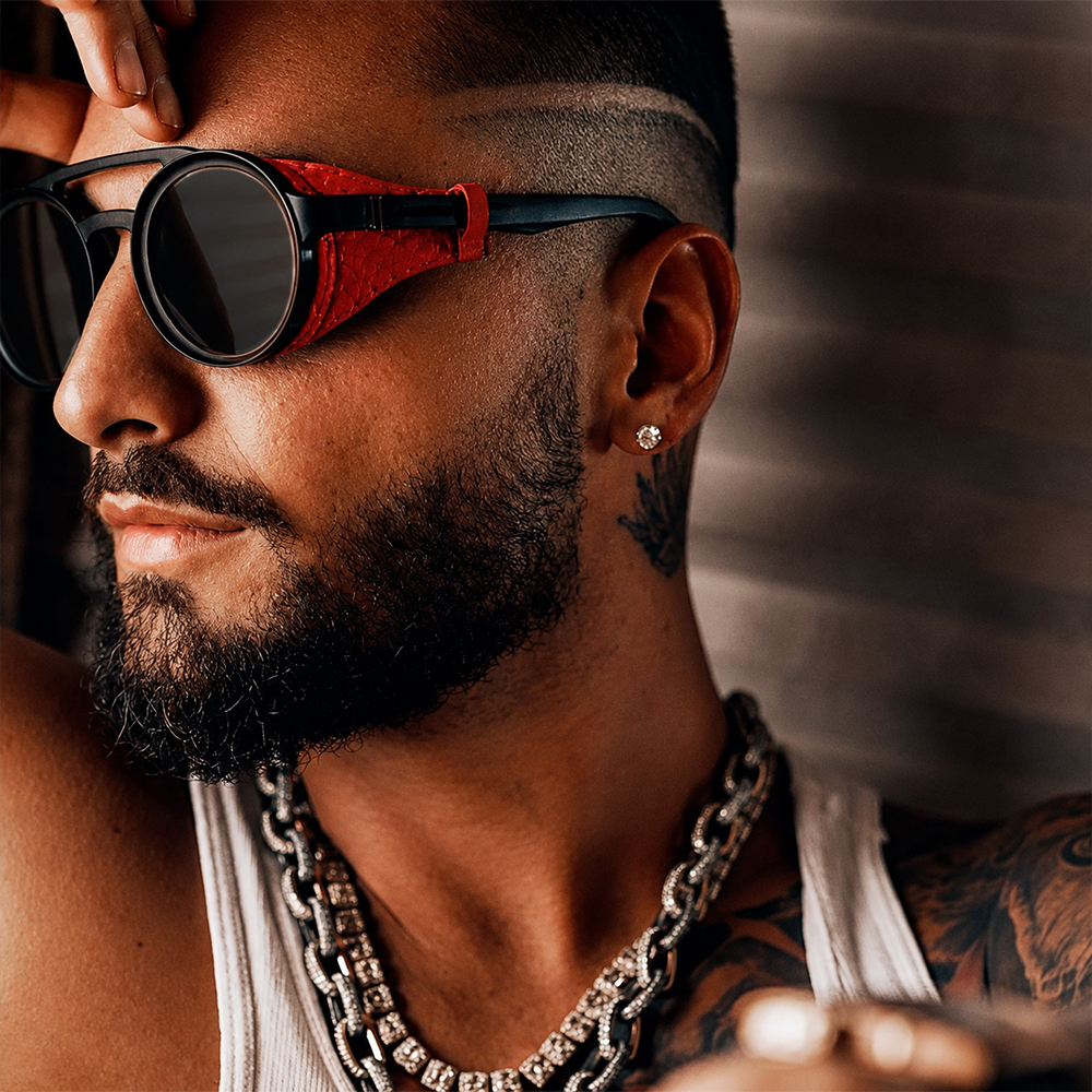 Lunettes de soleil rondes rétro steampunk pour hommes et femmes, en cuir, style punk vintage, protection UV400, anti-vent, pour sports de plein air et équitation