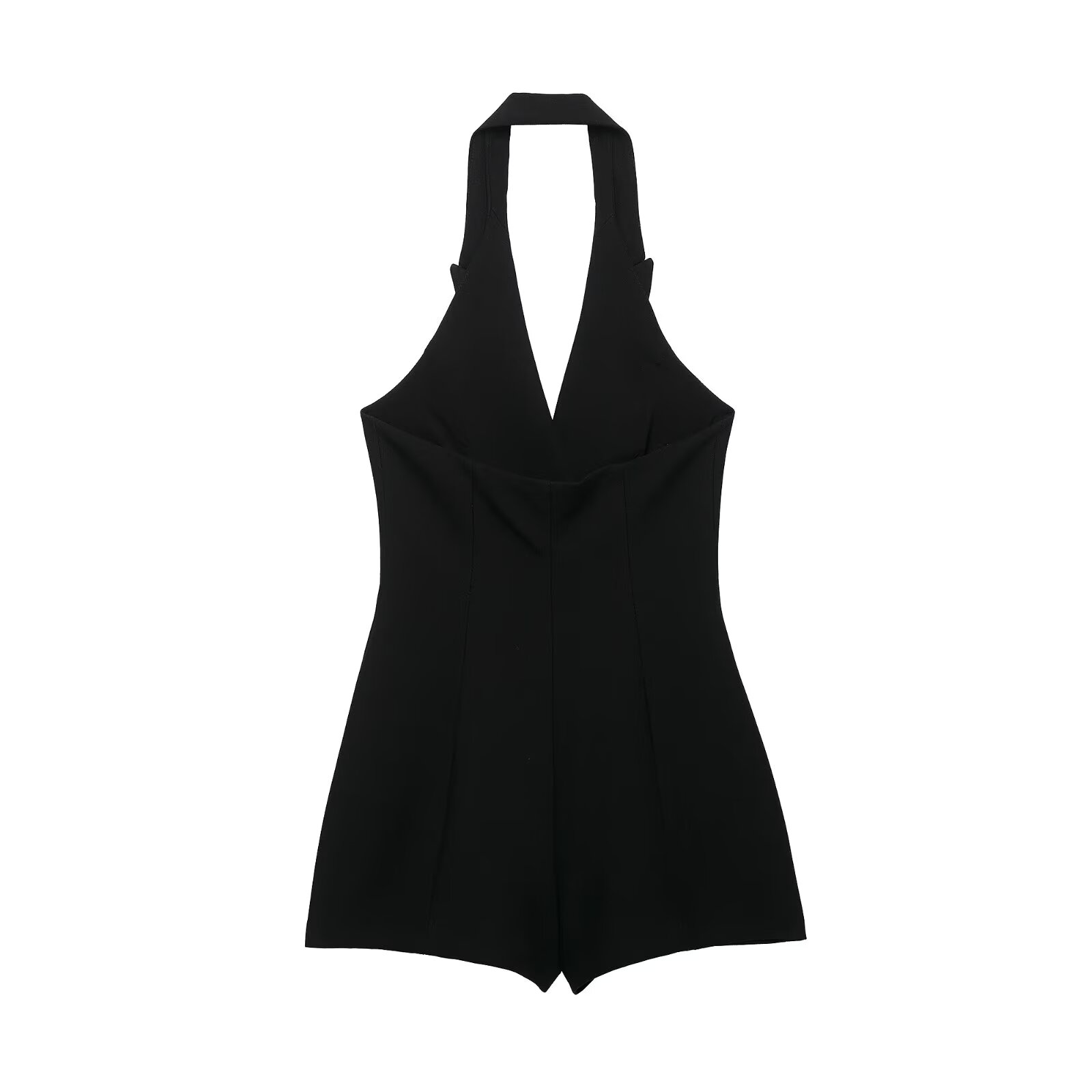Combinaison Courte Femme BSAY Noire Halter avec Blazer, Col Revers, Boutons Nœud Chinois, Sans Manches, Coupe Ajustée, Tenue de Soirée Élégante