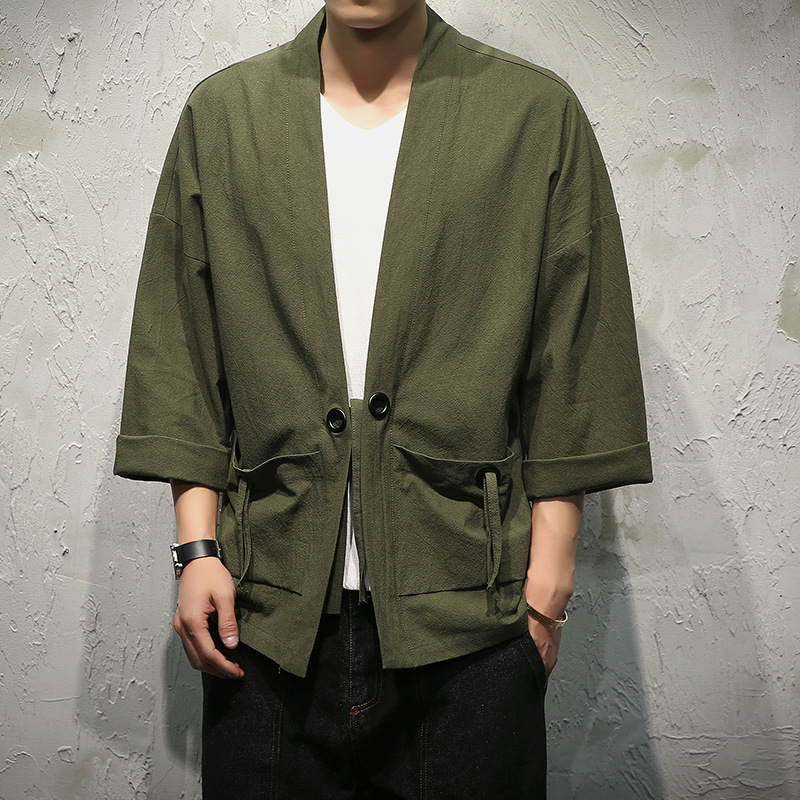 Cardigan kimono vintage pour hommes, Haori entreMiHarajuku, costume de samouraï de style japonais, chemise masculine, grande taille, vêtements asiatiques, veste