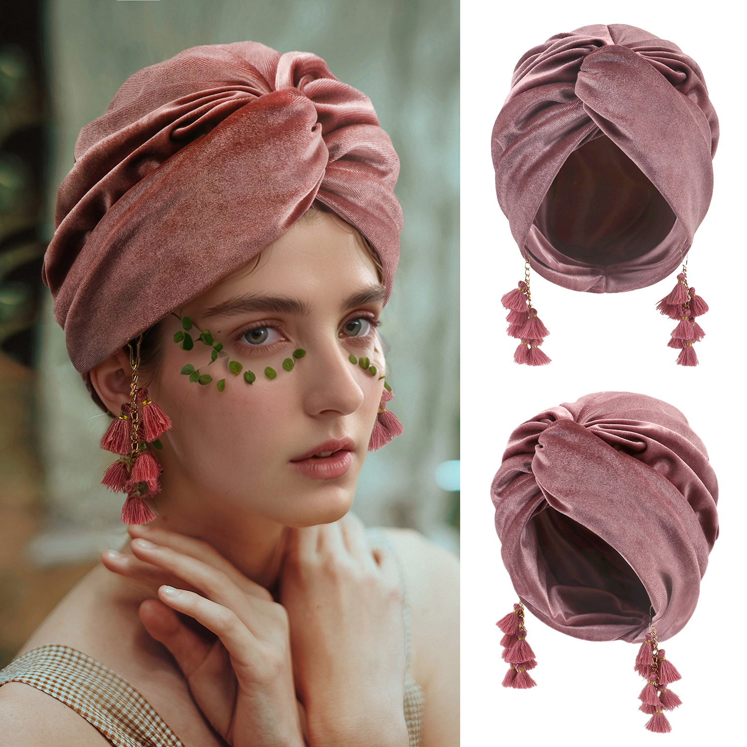 Nouveau Turban en Velours à Pompons pour Femmes Musulmanes, Chapeau Doux et Extensible, Bandana Bohème Croisé, Bandeau, Bonnet, Foulard Islamique