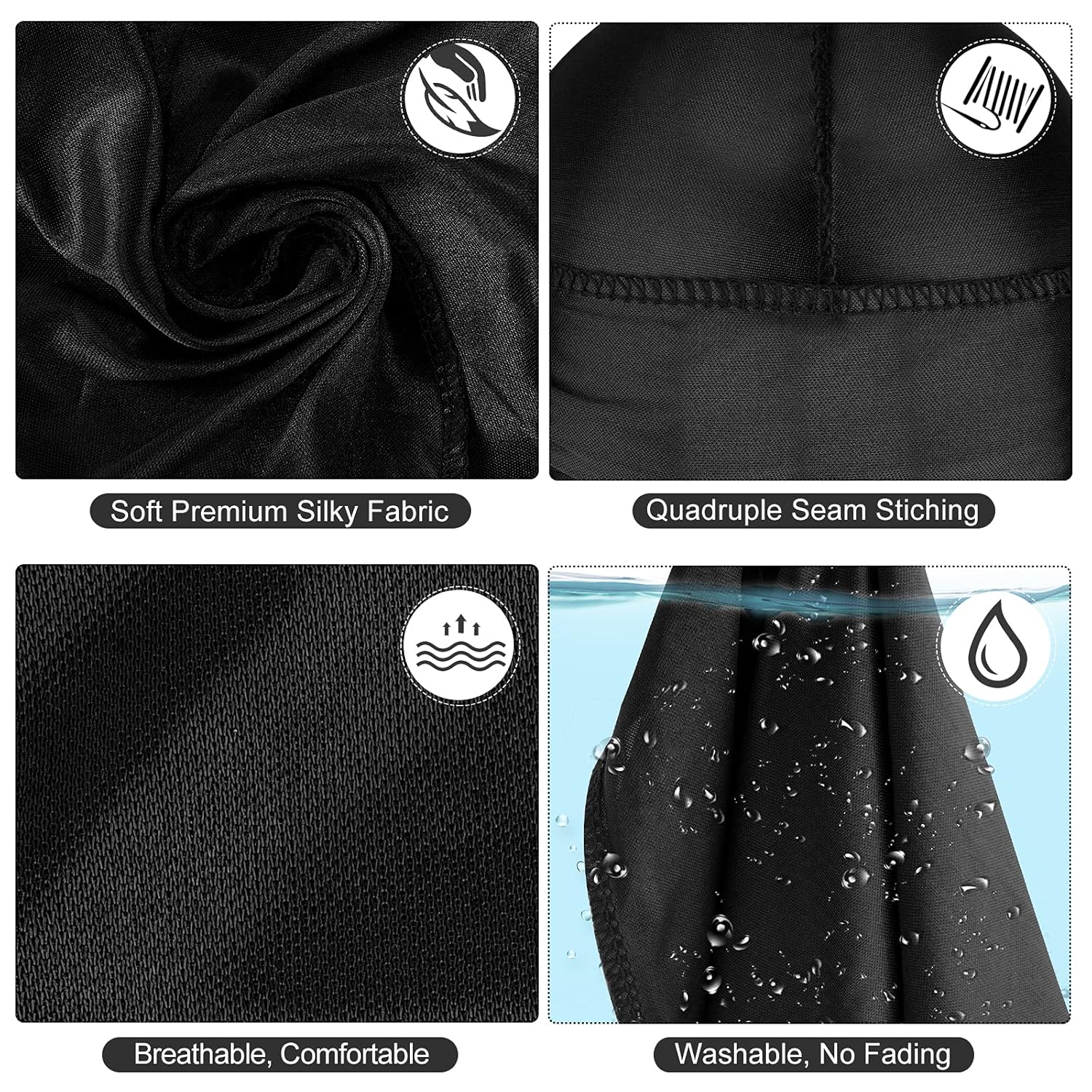 Durags soyeux pour hommes, confortables et respirants, couvre-chef, cadeaux idéaux pour la fête des pères, utilisation quotidienne, activités de plein air