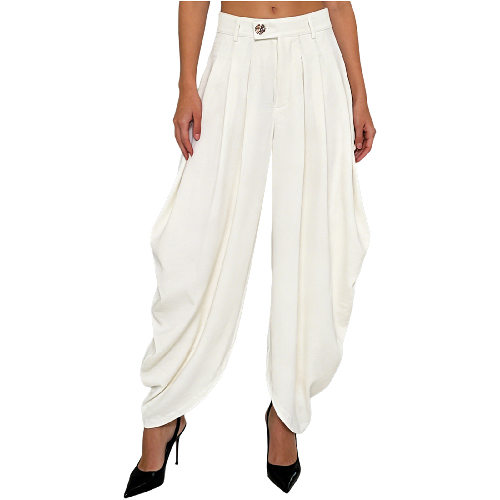 Pantalons Palazzo pour Femmes, Pantalons Casual, Pantalons à Jambes Larges Plissés Baroque, Pantalons de Travail Quotidien, Pantalons de Bureau pour Femmes
