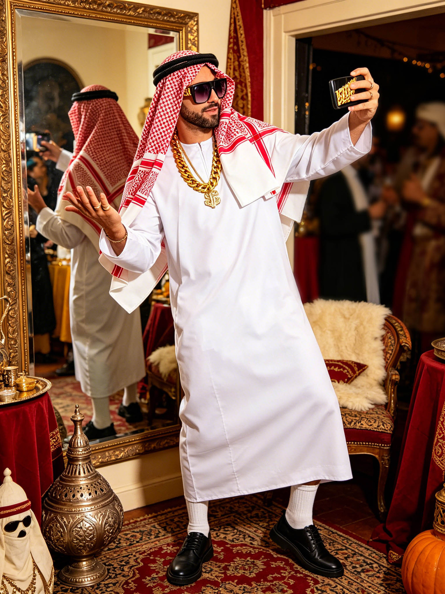Nouveau Costume de Prince Arabe Riche de l'Émirat Arabe, Costume de Jeu de Rôle Adulte, Fantaisie, Halloween, Carnaval, Vente Chaude