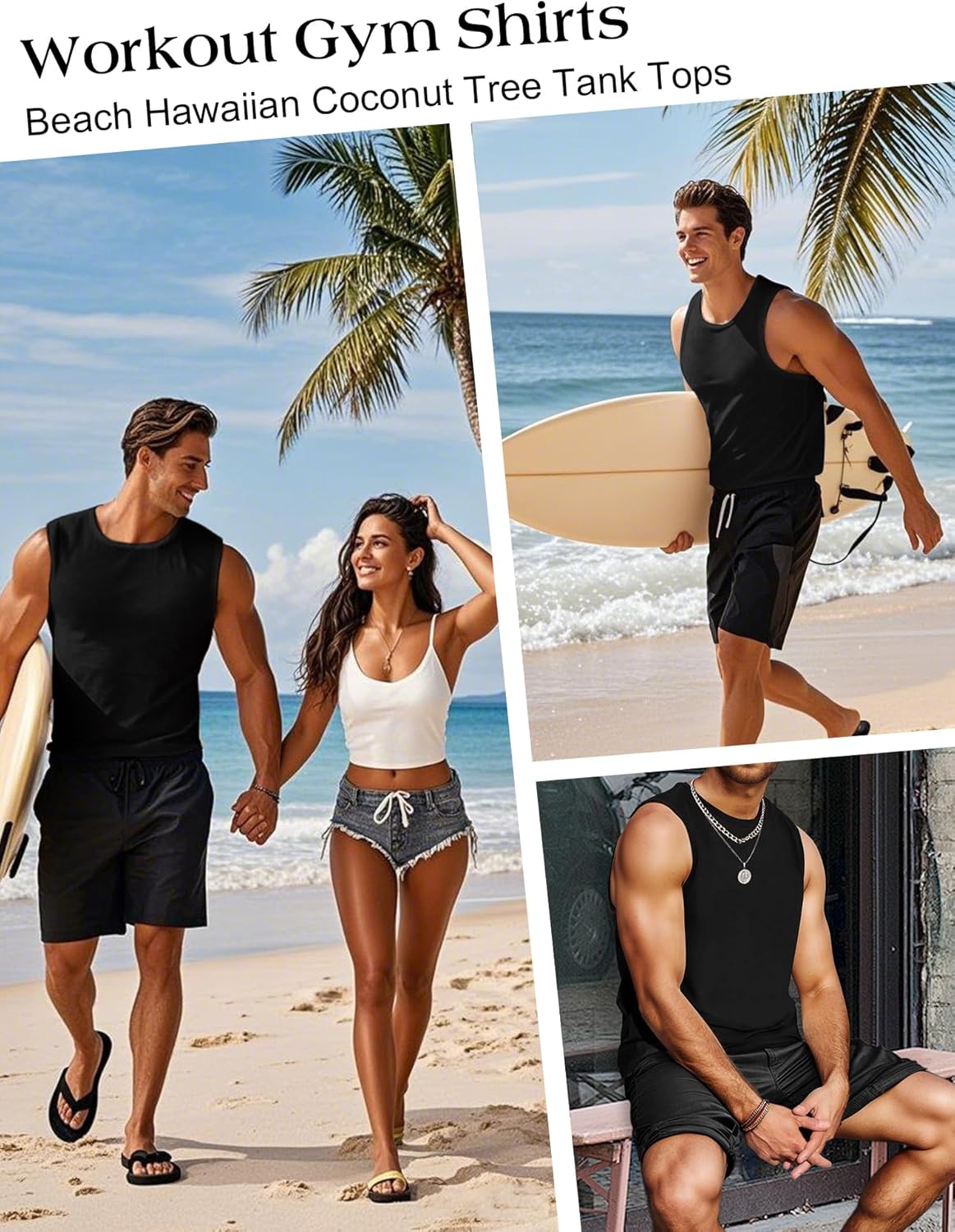 Débardeurs pour hommes, chemises sans manches pour l'entraînement, débardeurs en polyester de couleur unie à séchage rapide pour l'été, t-shirts de sport pour la plage