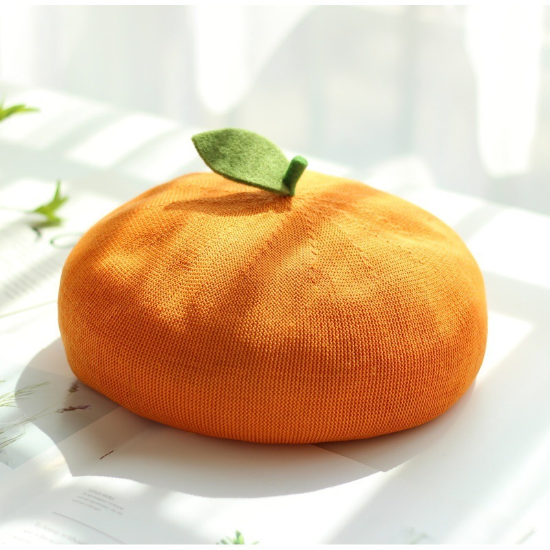 Mignon automne béret casquette pour femmes drôle petite feuille Orange femme peintre chapeau été respirant solide DesignerBonnets casquette cadeau