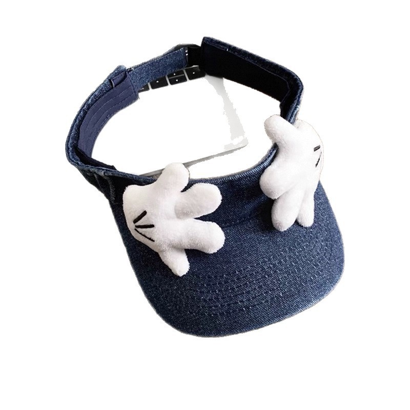 Chapeau femme 2025 nouveau dessin animé mignon Mickey petite main vide haut-de-forme Version coréenne rétro lavé Denim visière