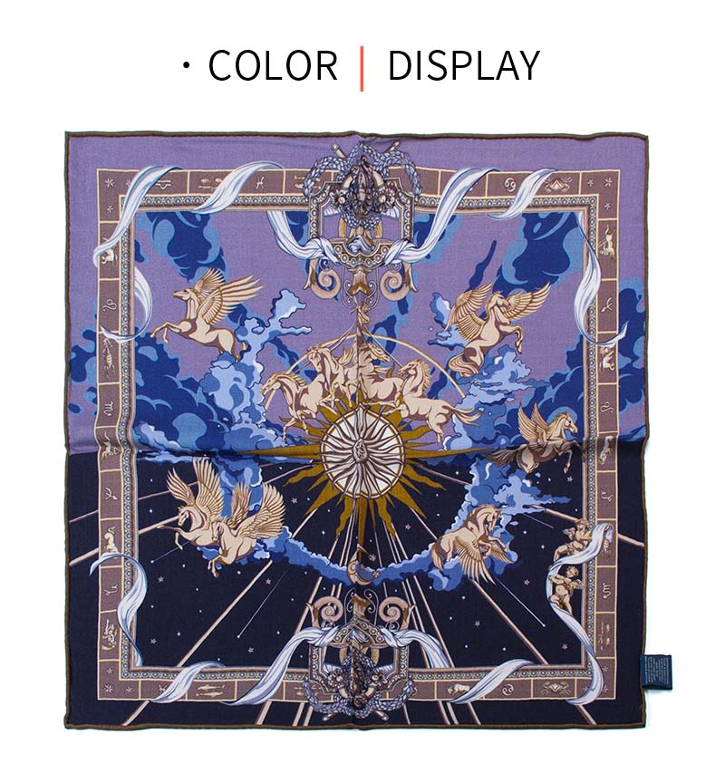 Écharpe carrée chaude double face pour femme 65x65cm 30% soie 70% laine imprimé Pégase mythique châle d'hiver tour de cou