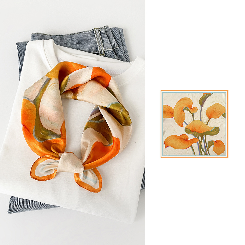 Foulard carré en soie 100% naturelle pour femme, foulard de tête, châles en soie véritable, bandana, étoles d'été, Sjaal