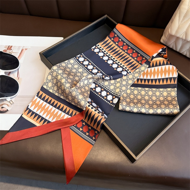 Foulard long de luxe, rubans fins pour cheveux, écharpes, bandeaux de mode pour femmes, foulards de cou, bandeaux imprimés, jolies écharpes pour sacs, pour femme